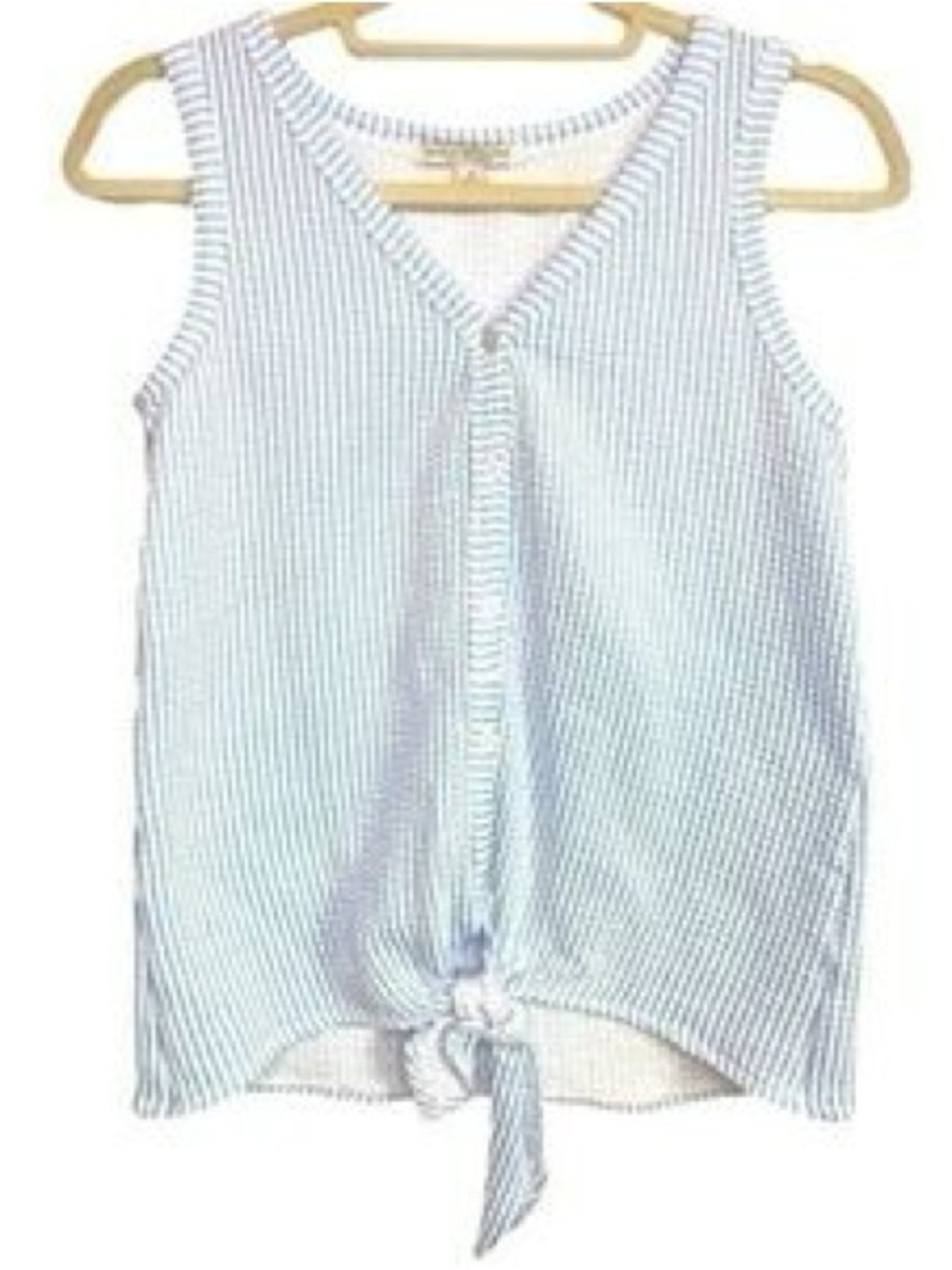Women’s Green envelope blue and white striped tank top new with tags size large